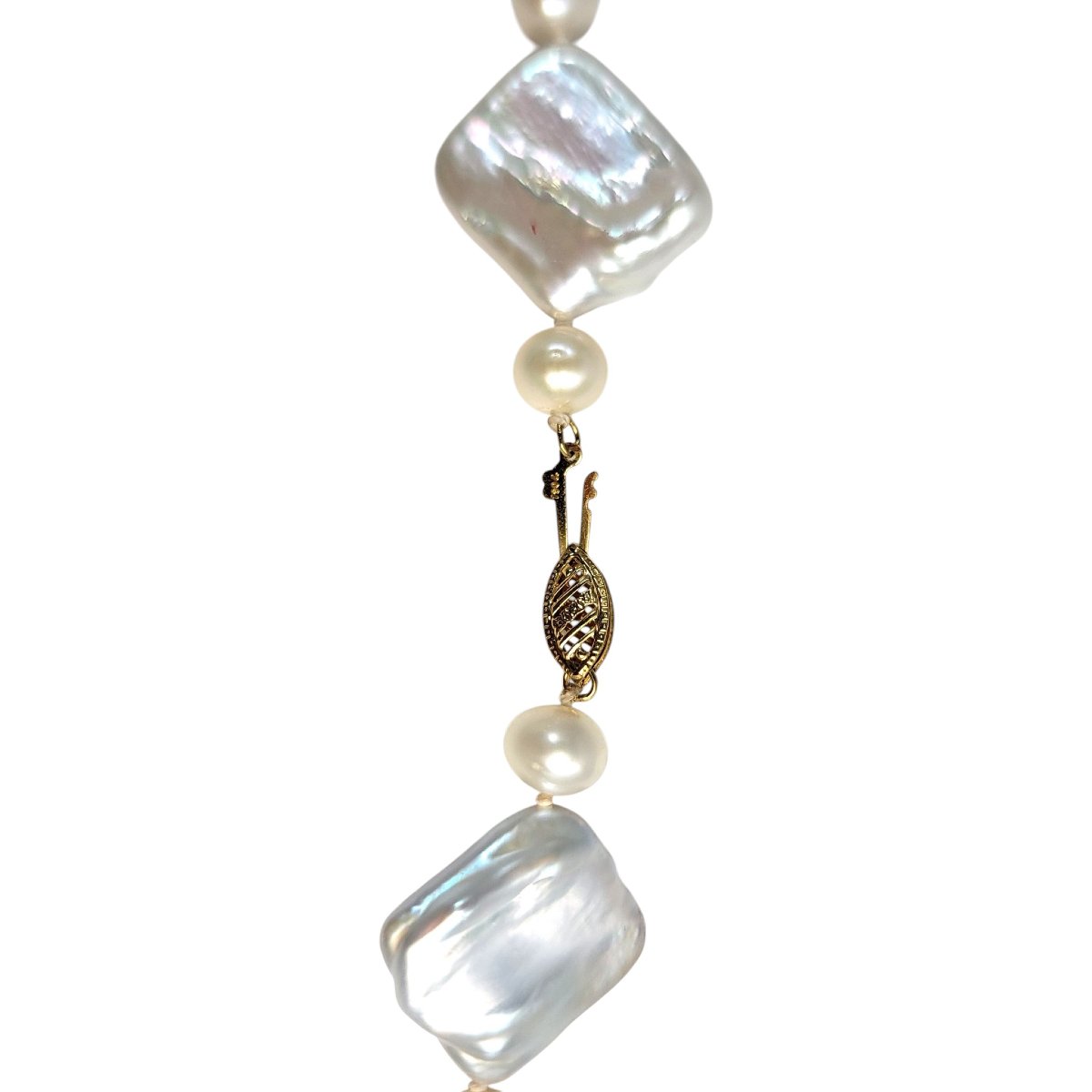 Garrard Keshi Pearl Necklace With 18ct Gold Clasp In Original Box-photo-2