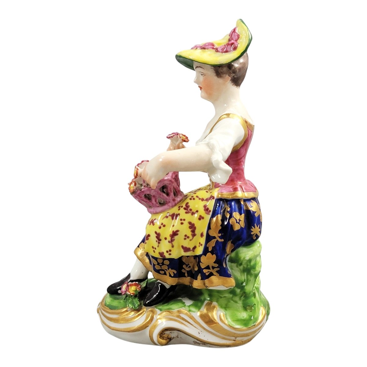 Figure ancienne en porcelaine de Derby, marchande de fleurs, modèle n° 8, vers 1780-1784-photo-3