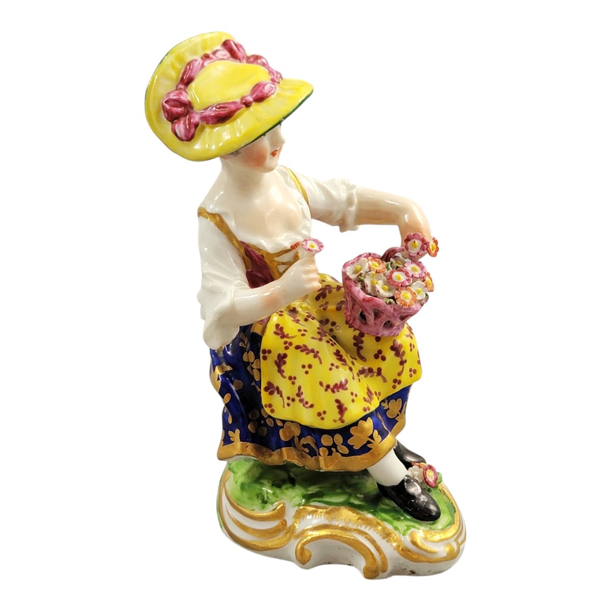 Figure ancienne en porcelaine de Derby, marchande de fleurs, modèle n° 8, vers 1780-1784-photo-3