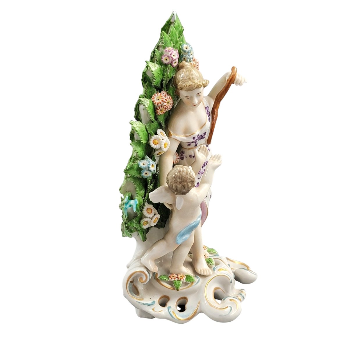 Groupe en porcelaine Samson Paris Vénus et Cupidon style Chelsea vers 1860-photo-2