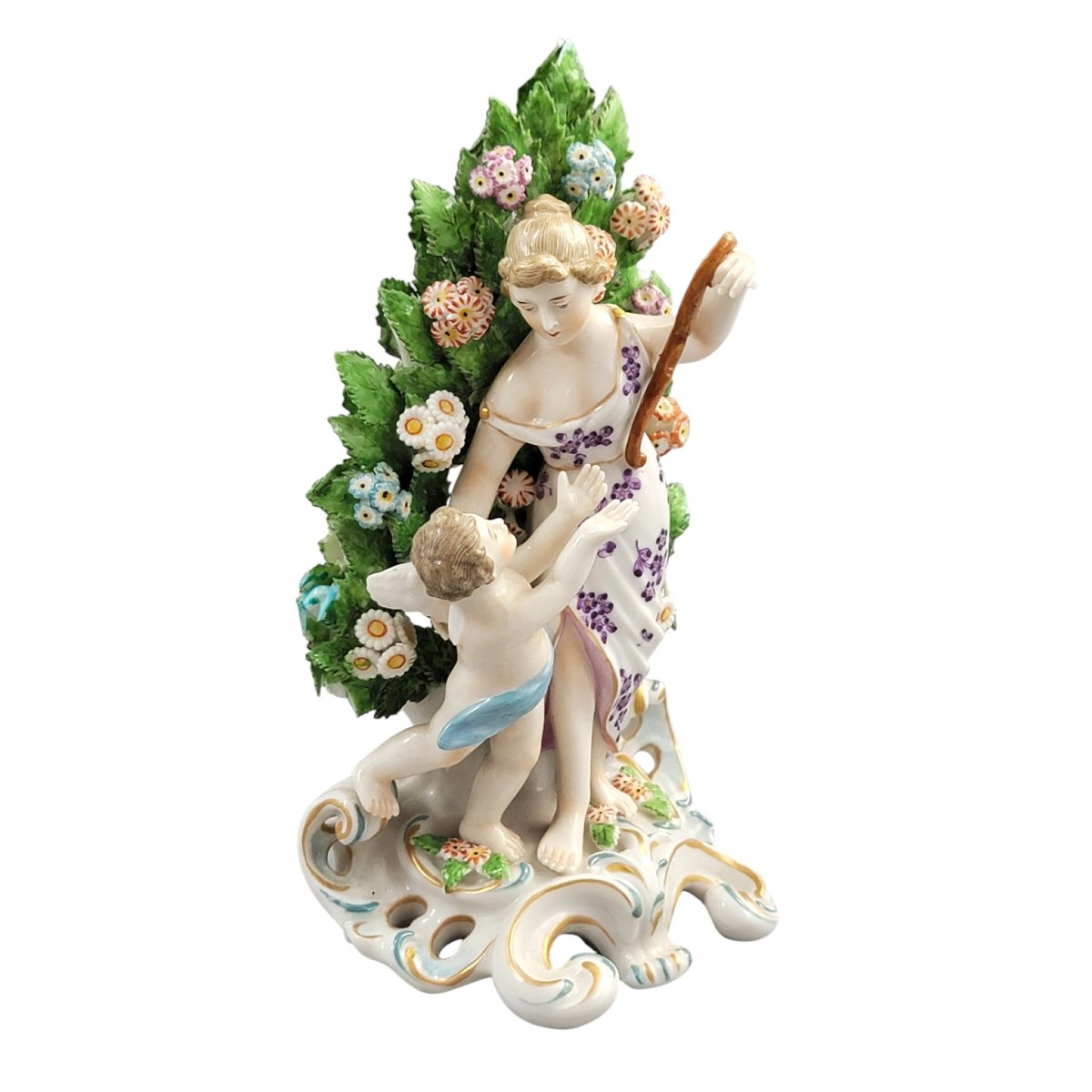 Groupe en porcelaine Samson Paris Vénus et Cupidon style Chelsea vers 1860-photo-3