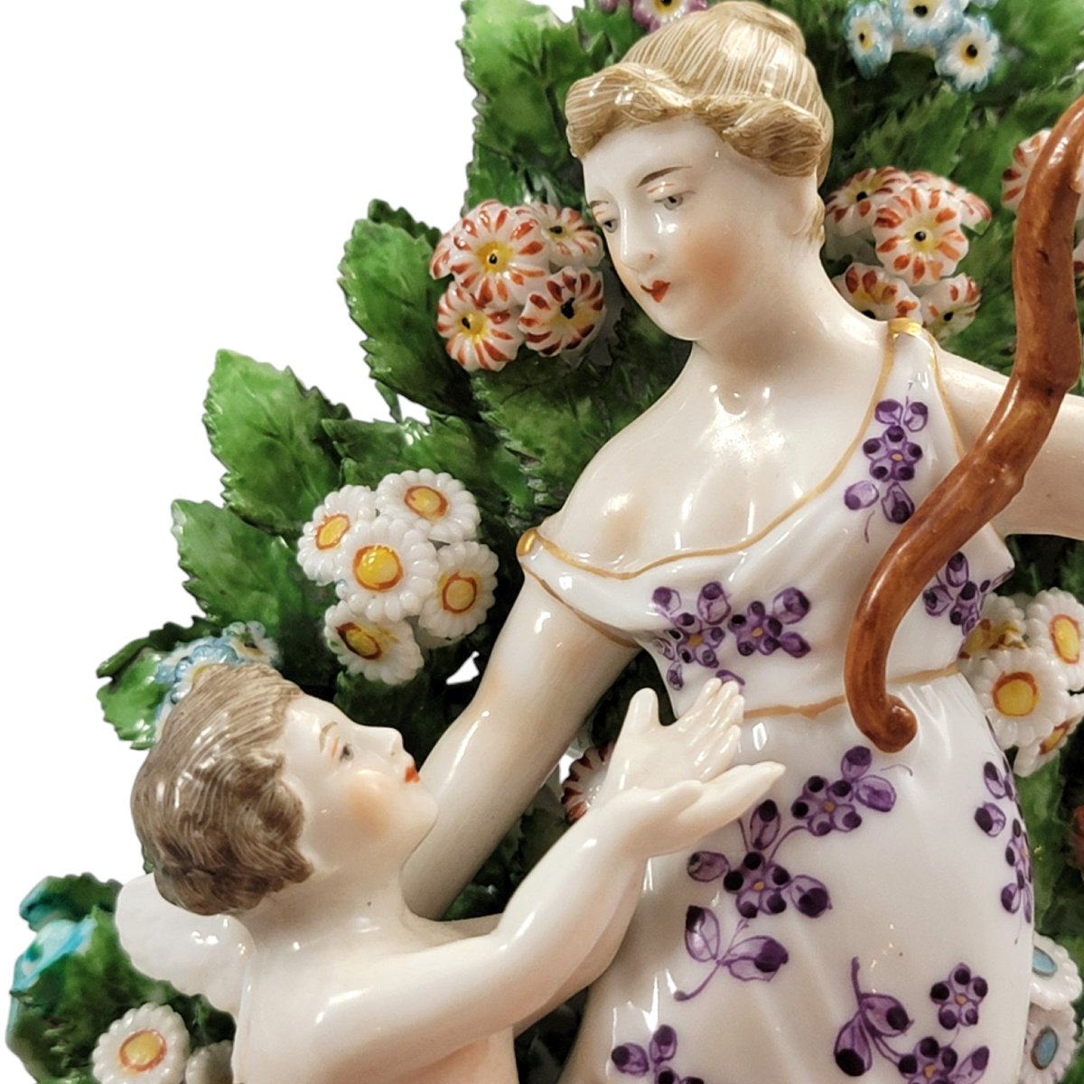Groupe en porcelaine Samson Paris Vénus et Cupidon style Chelsea vers 1860-photo-8