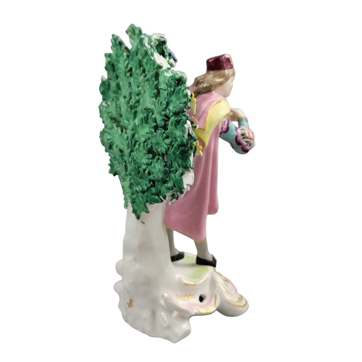 Figure en porcelaine Edmé Samson Paris, acteur avec masque, style Chelsea, vers 1860–1880-photo-1