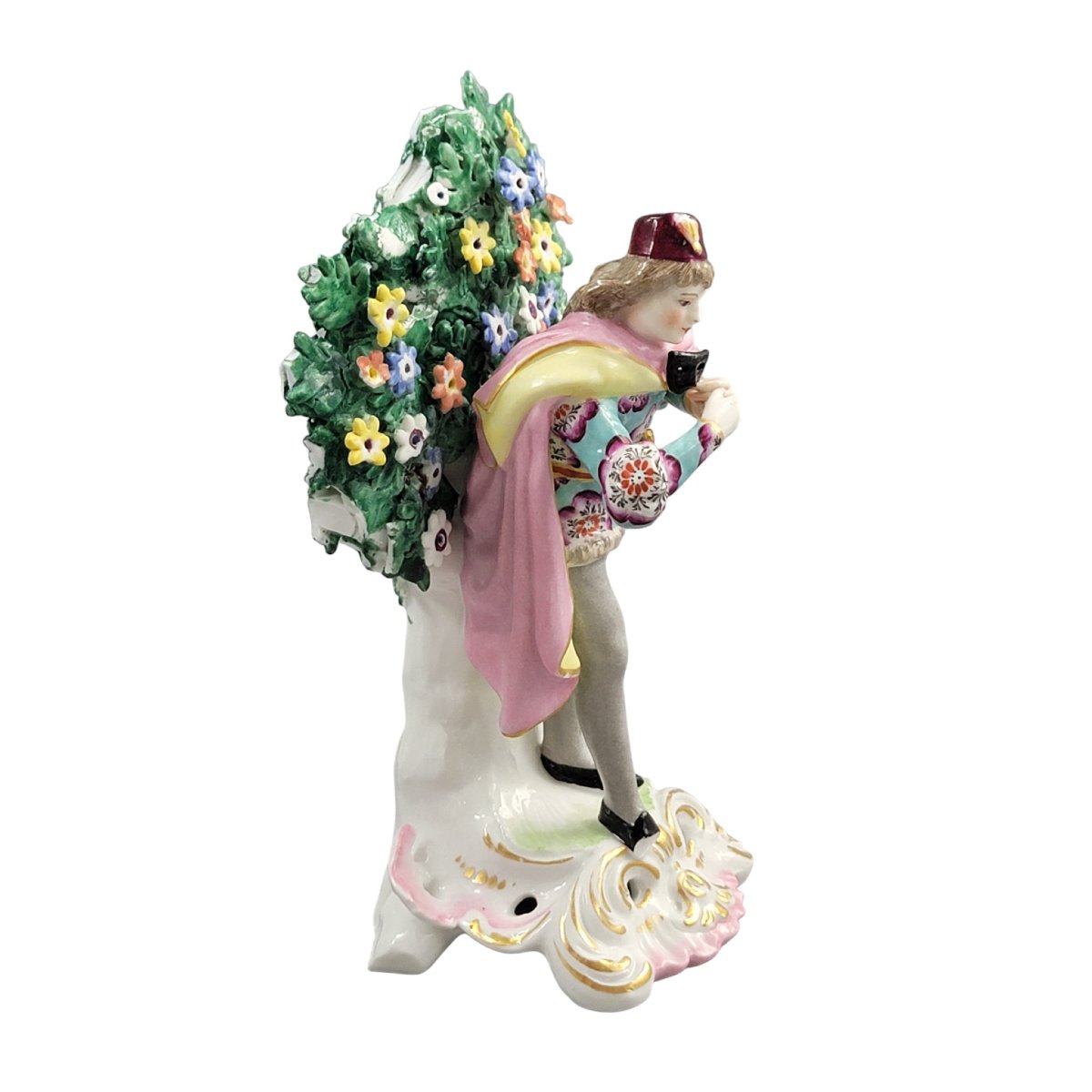 Figure en porcelaine Edmé Samson Paris, acteur avec masque, style Chelsea, vers 1860–1880-photo-2