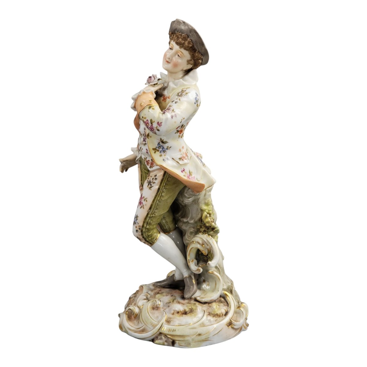Figure en porcelaine Volkstedt, jeune galant, Triebner Ens & Eckert, vers 1880-photo-2