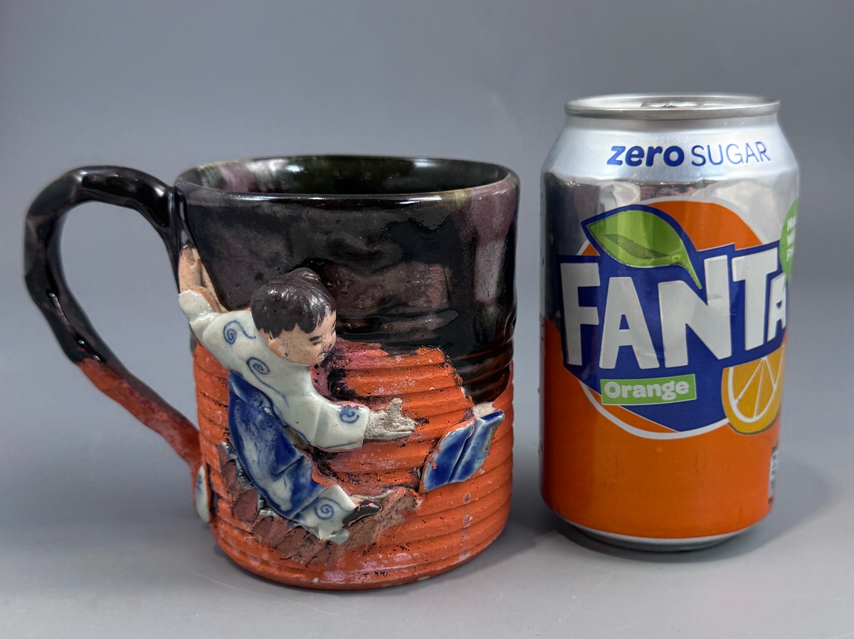 Chope Sumida Gawa japonaise au karako en relief, signée Kōko — époque Meiji / début Taishō-photo-3