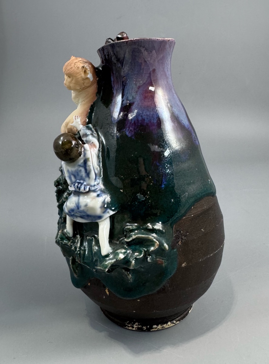 Sumida (隅田焼 / Sumida-gawa) Ovoid Vase Of Remarkable Ambition, Japan-photo-2