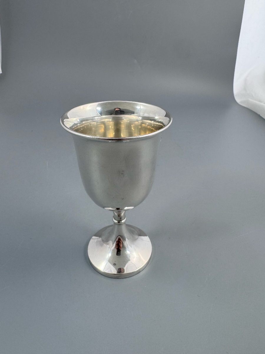 Scottish Presbyterian Portable Communion Set, Sterling Silver, Fitted Pine Case-photo-1