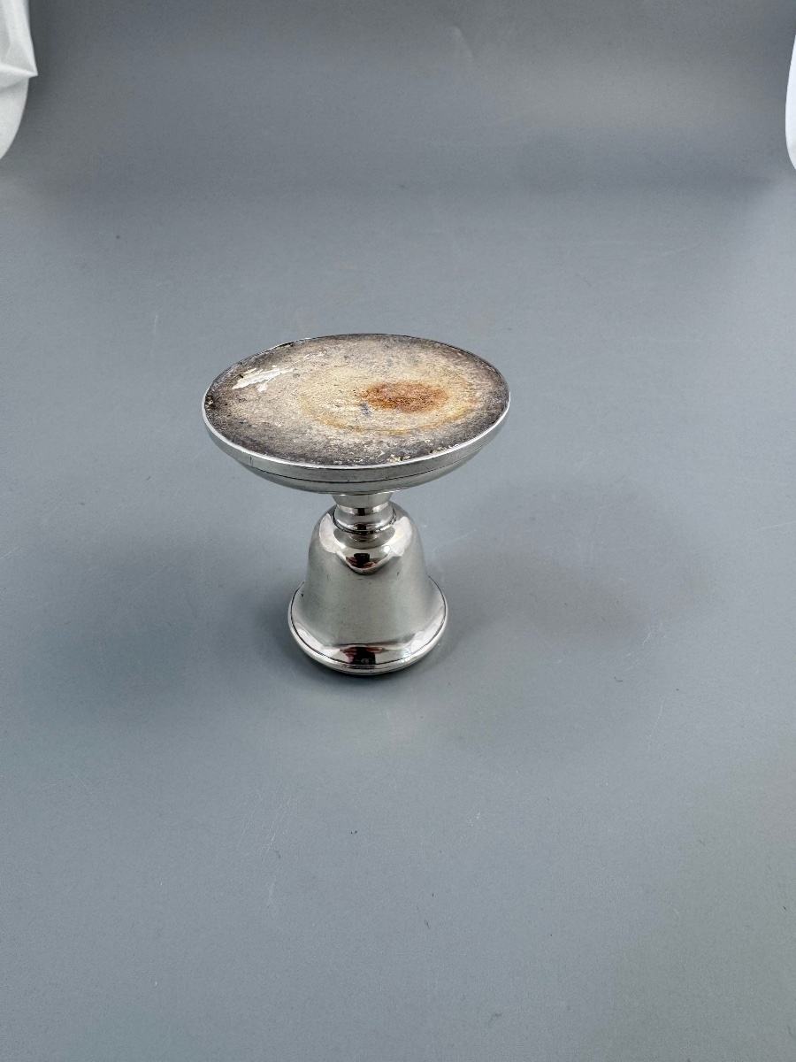 Scottish Presbyterian Portable Communion Set, Sterling Silver, Fitted Pine Case-photo-7