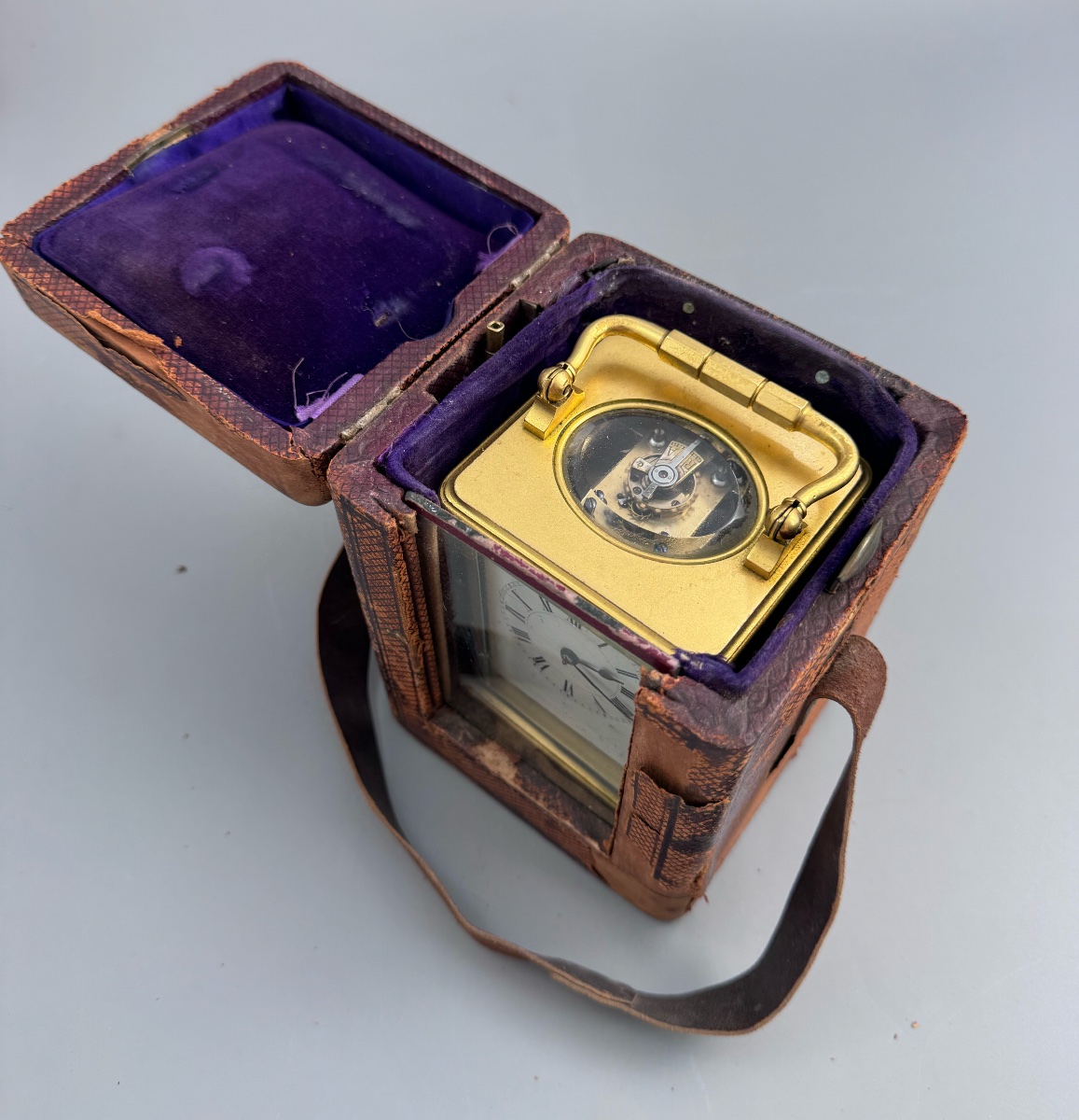 Henri Jacot Paris Eight-day Striking Carriage Clock With Original Travel Case-photo-3