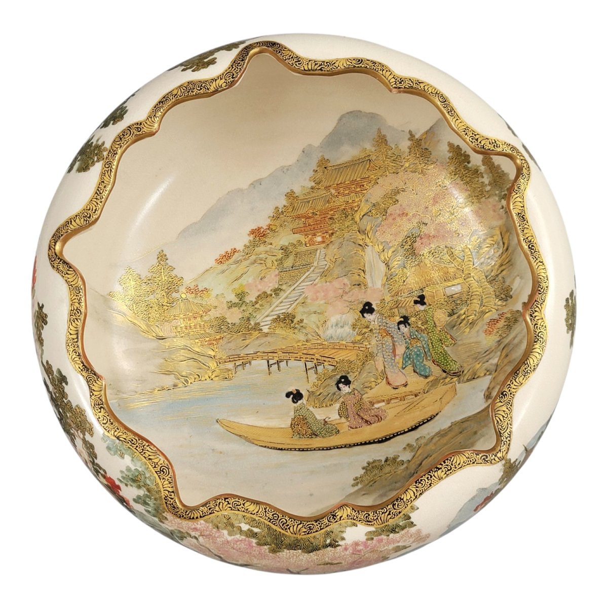 Large Signed Japanese Satsuma Bowl By The Renowned Master Shizan, Meiji Period-photo-1