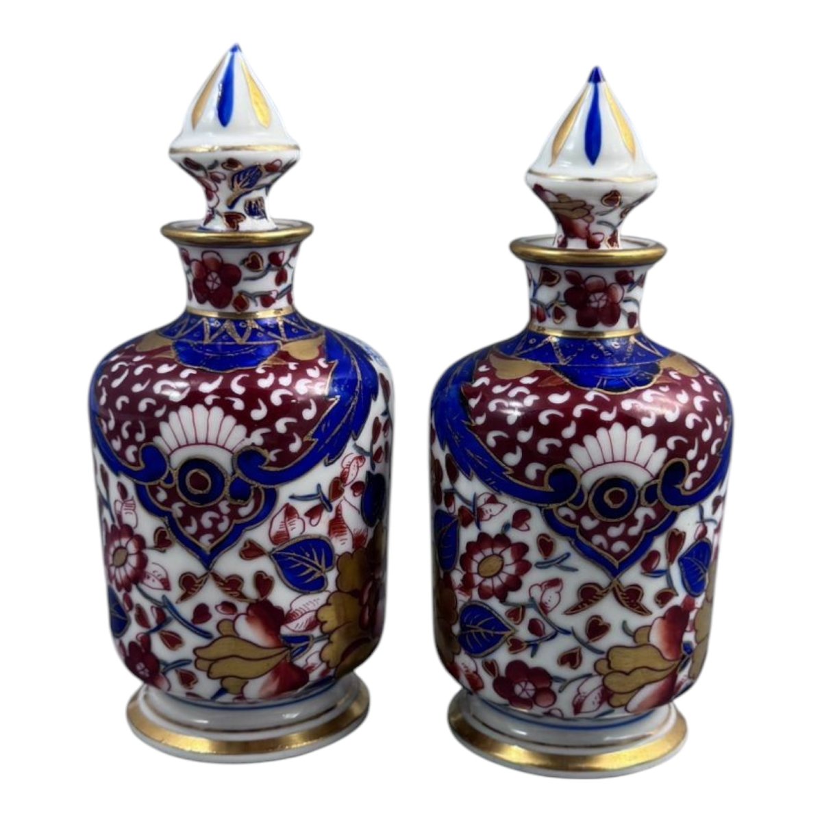 Paire de flacons à parfum en porcelaine de Dresde, dans le goût Imari, vers 1890–1910-photo-2