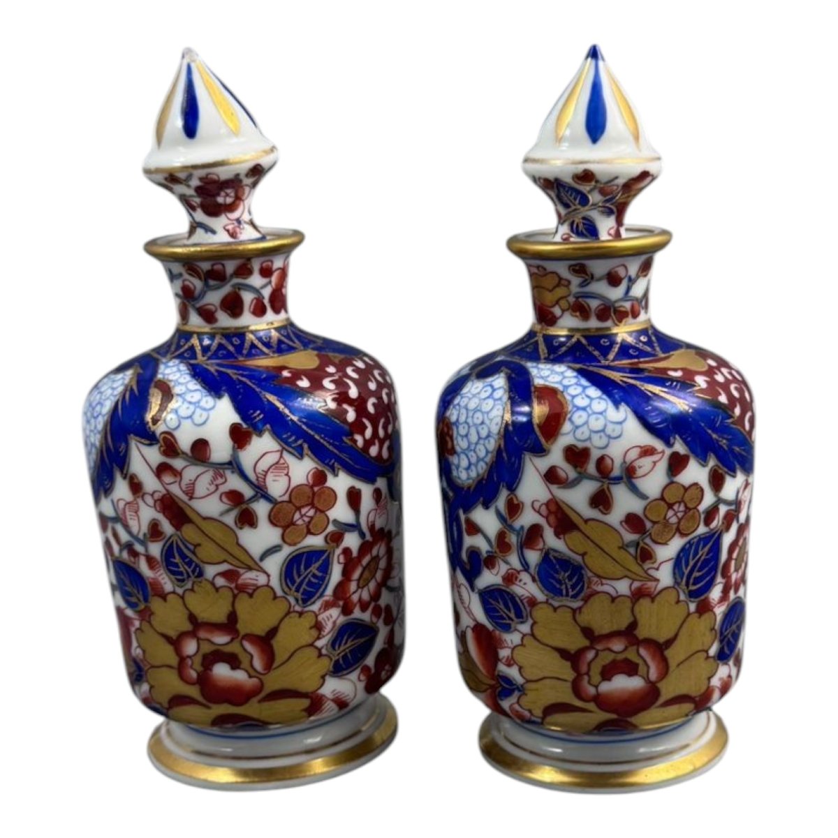 Paire de flacons à parfum en porcelaine de Dresde, dans le goût Imari, vers 1890–1910-photo-1