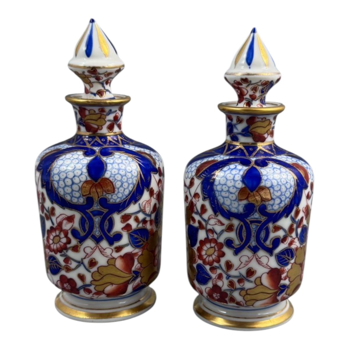 Paire de flacons à parfum en porcelaine de Dresde, dans le goût Imari, vers 1890–1910-photo-2