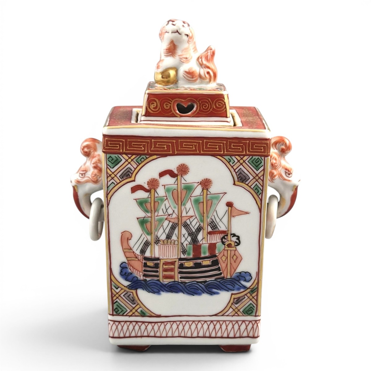 Rare Koro en Porcelaine d'Imari - Époque Edo, Période Bakumatsu c.1860 - Sujet Nanban