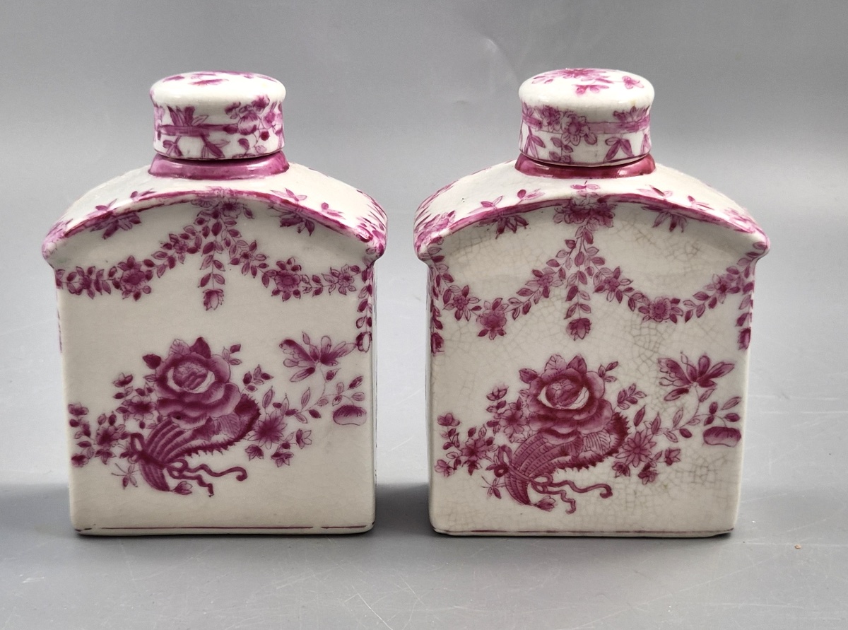 Pair Of Juwc 1897 (united Wilson) Chinese Porcelain Tea Caddies In The Meissen Style-photo-3