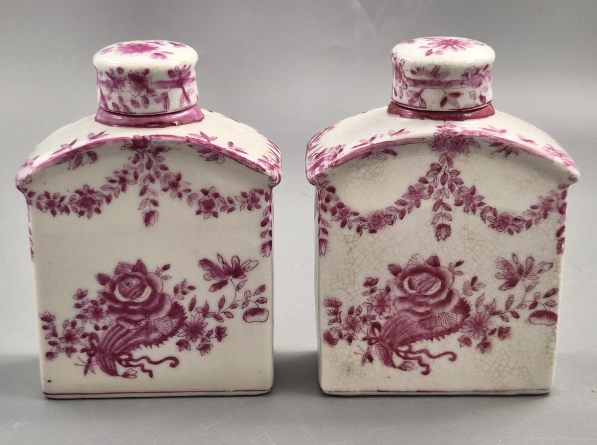 Pair Of Juwc 1897 (united Wilson) Chinese Porcelain Tea Caddies In The Meissen Style