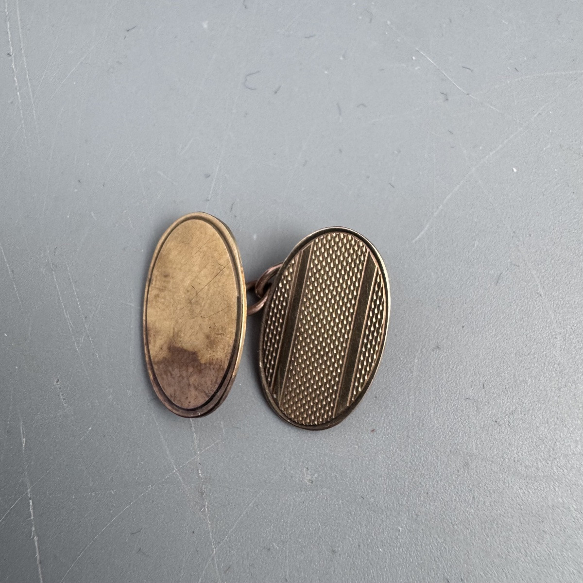 Pair Of 9-carat Gold Oval Chain-link Cufflinks By Steele & Dolphin-photo-4