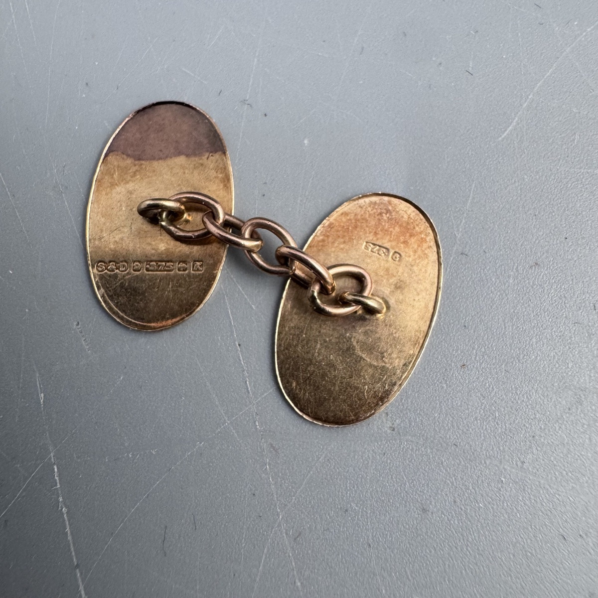 Pair Of 9-carat Gold Oval Chain-link Cufflinks By Steele & Dolphin-photo-1