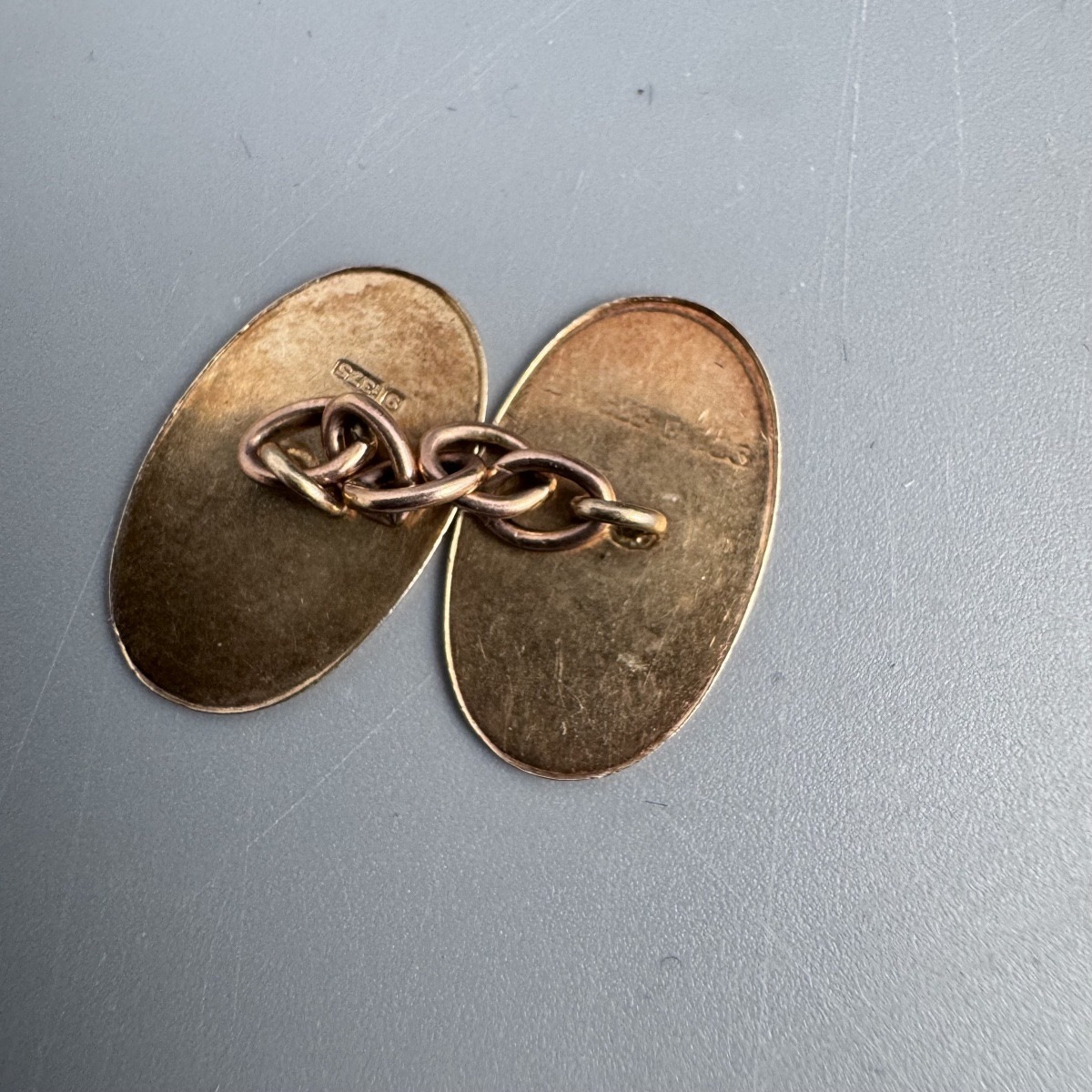 Pair Of 9-carat Gold Oval Chain-link Cufflinks By Steele & Dolphin-photo-2