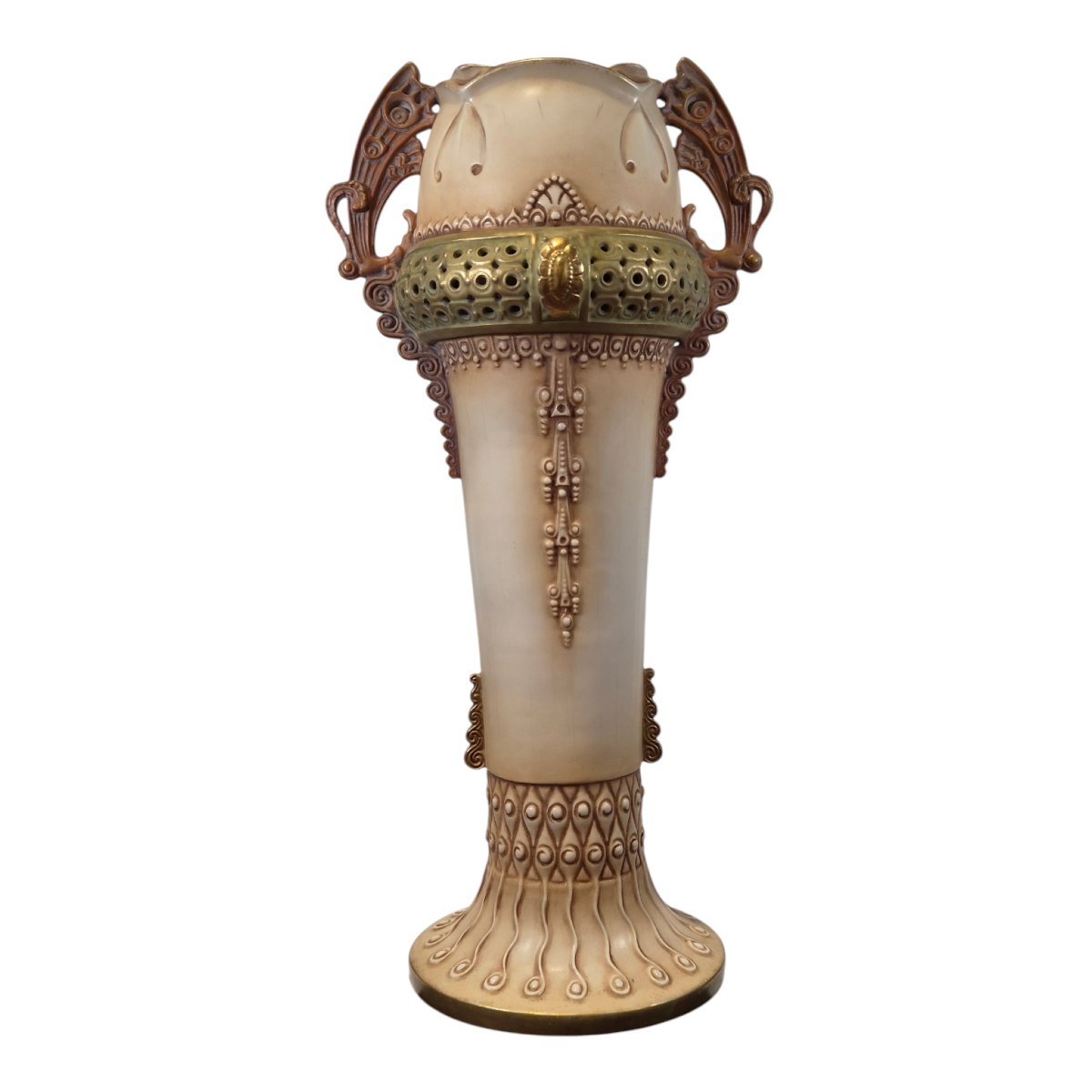 Monumental “amphora” Turn-teplitz Art Nouveau Pottery Vase, C. 1895–1910-photo-3