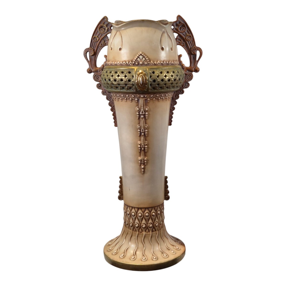 Monumental “amphora” Turn-teplitz Art Nouveau Pottery Vase, C. 1895–1910-photo-1