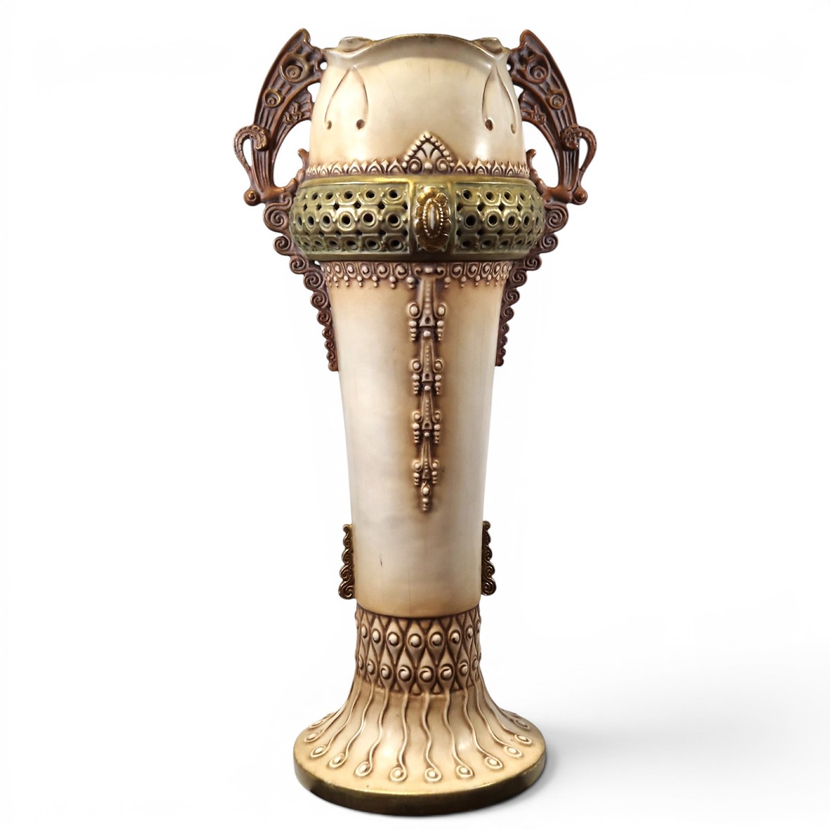 Monumental “amphora” Turn-teplitz Art Nouveau Pottery Vase, C. 1895–1910
