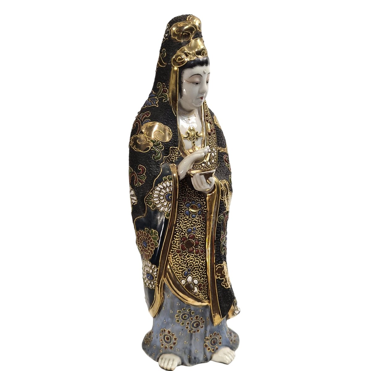 Japanese Kutani Porcelain Figure Of Kannon (guanyin), C.1920-photo-1