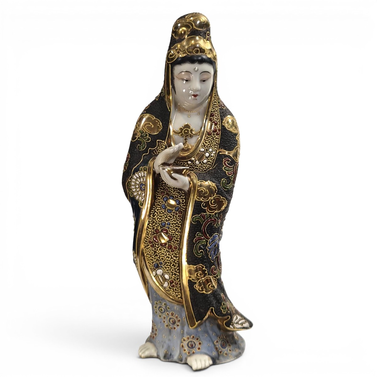 Japanese Kutani Porcelain Figure Of Kannon (guanyin), C.1920