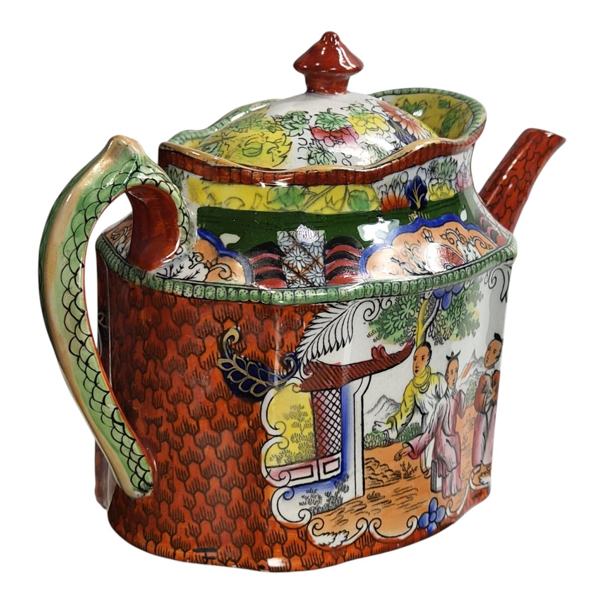 Théière Mason’s Patent Ironstone Red Scale “New Oval”, vers 1820–1830-photo-2