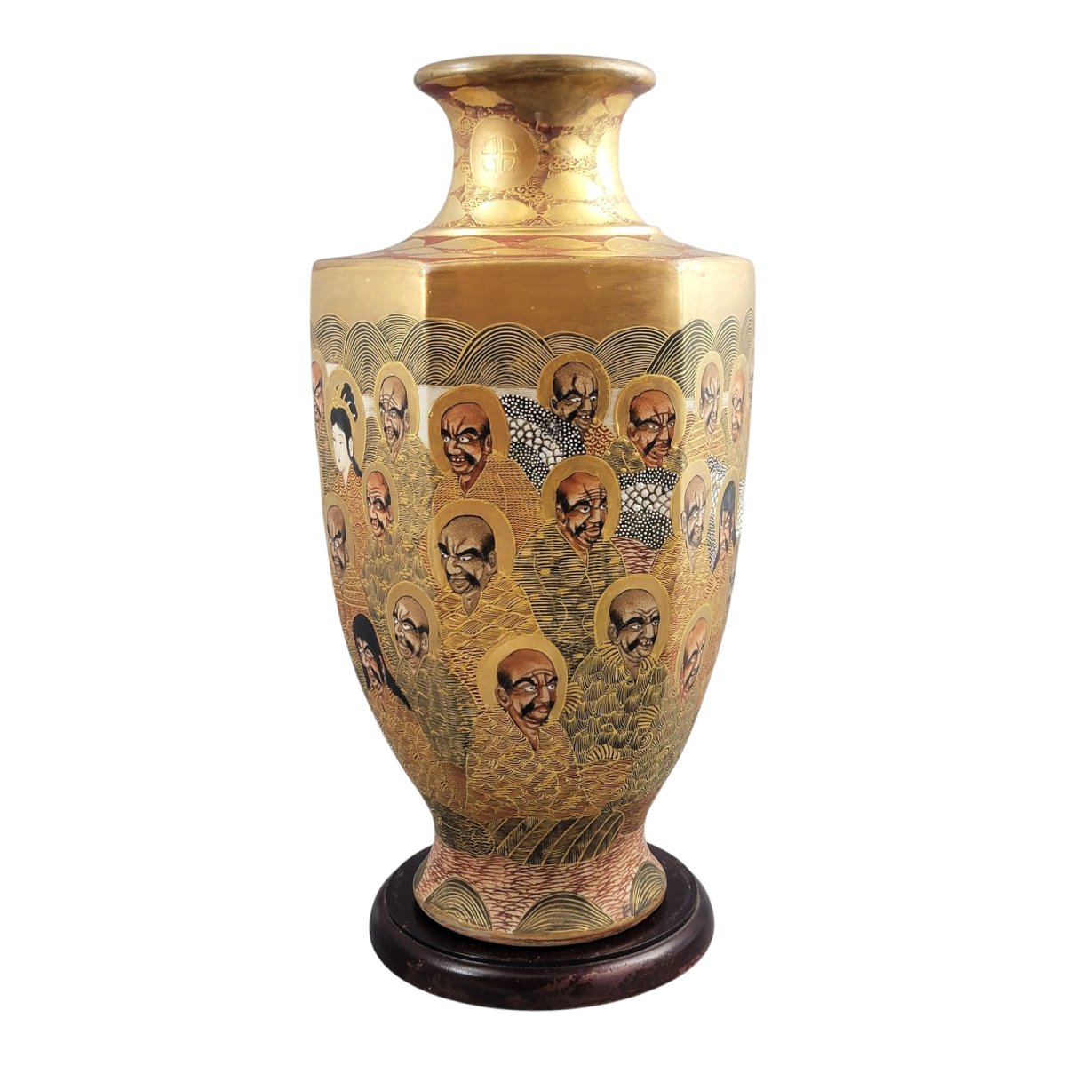 Grand vase Satsuma par Hotoda, 1000 arhats et dragon, époque Meiji-photo-3