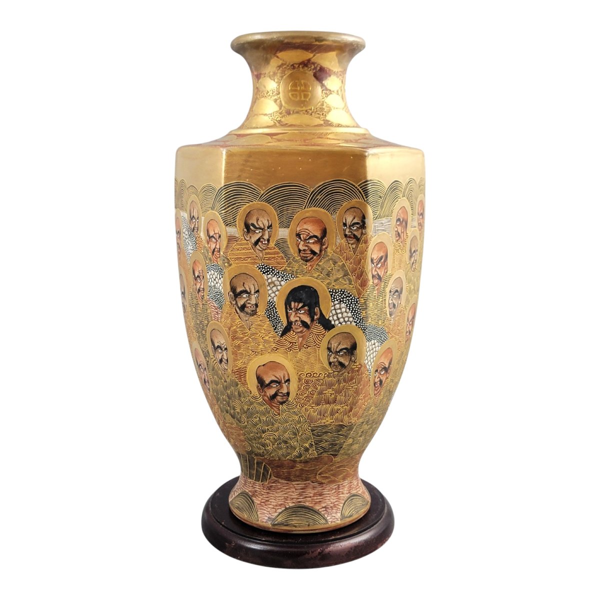 Grand vase Satsuma par Hotoda, 1000 arhats et dragon, époque Meiji-photo-4