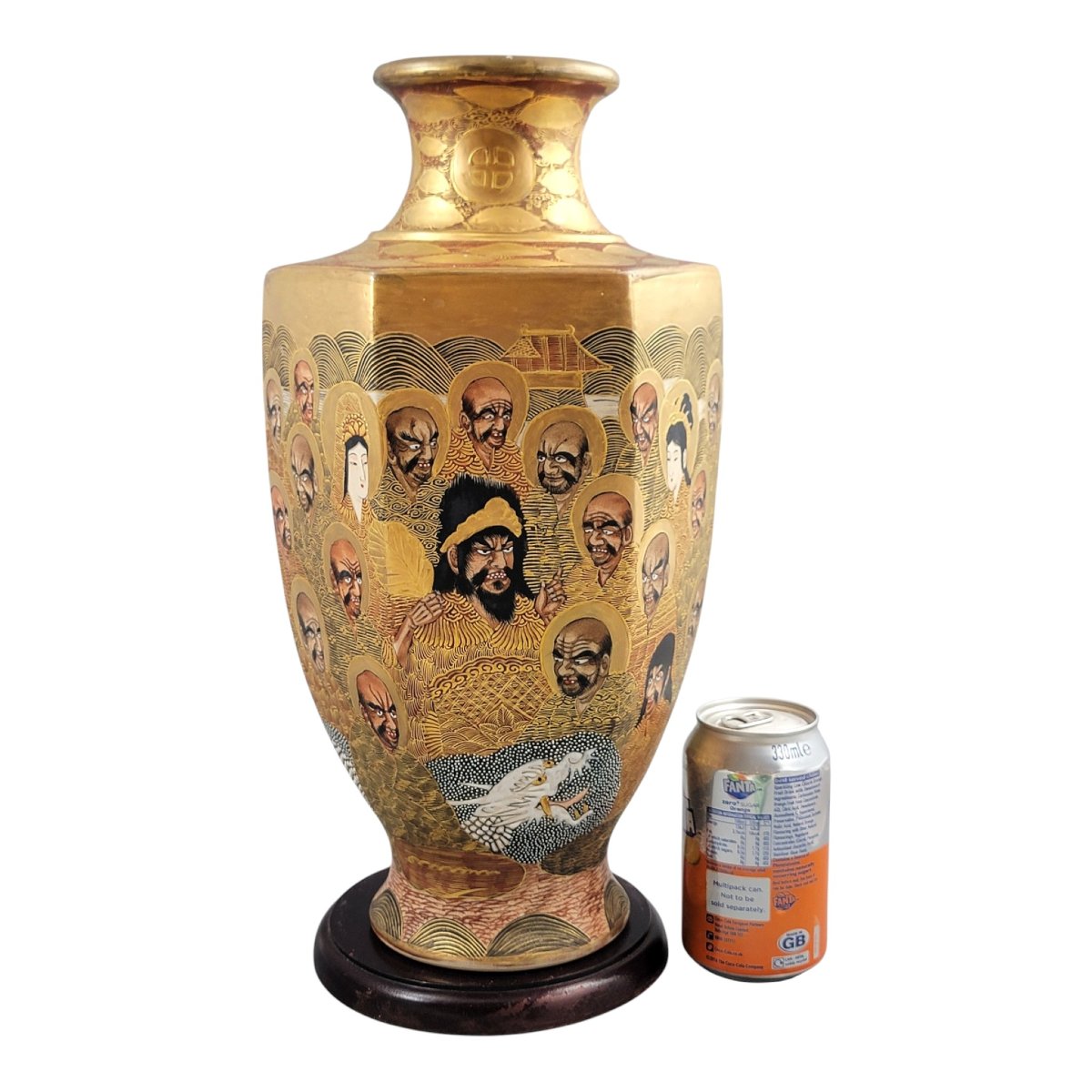 Grand vase Satsuma par Hotoda, 1000 arhats et dragon, époque Meiji-photo-1