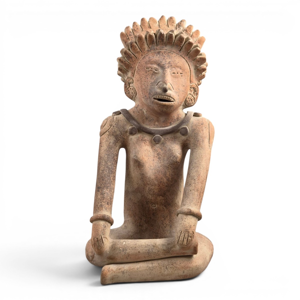 Grande figure décorative de style Jama-Coaque en terre cuite, XXe siècle