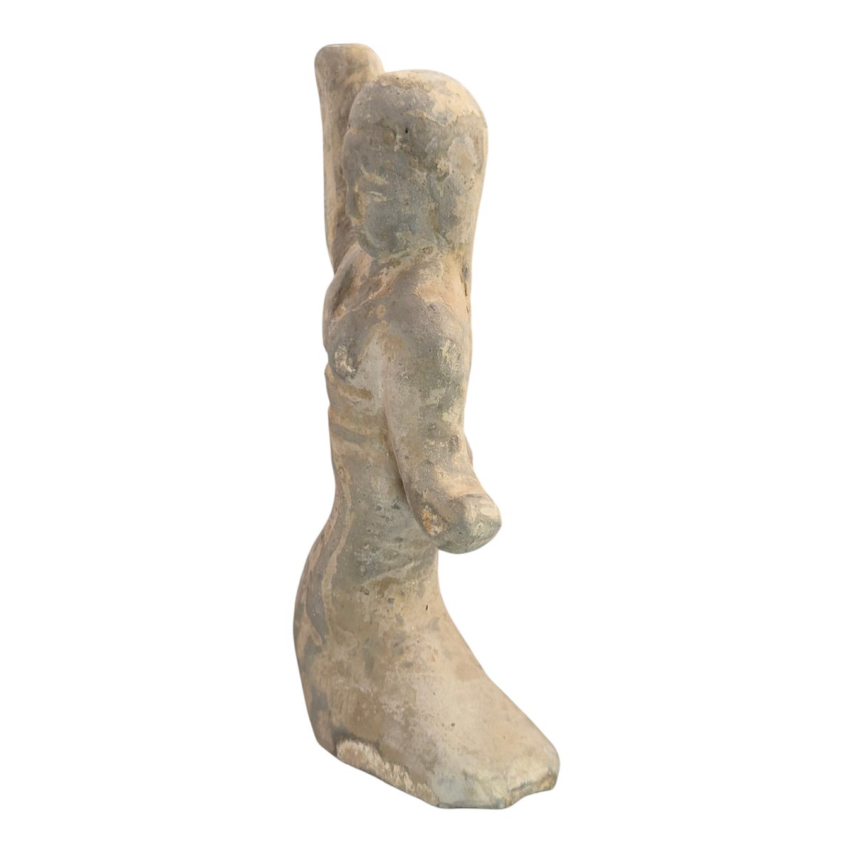 Large Chinese Han Dynasty Grey Pottery Dancer Figure, Mingqi Tomb Sculpture-photo-2