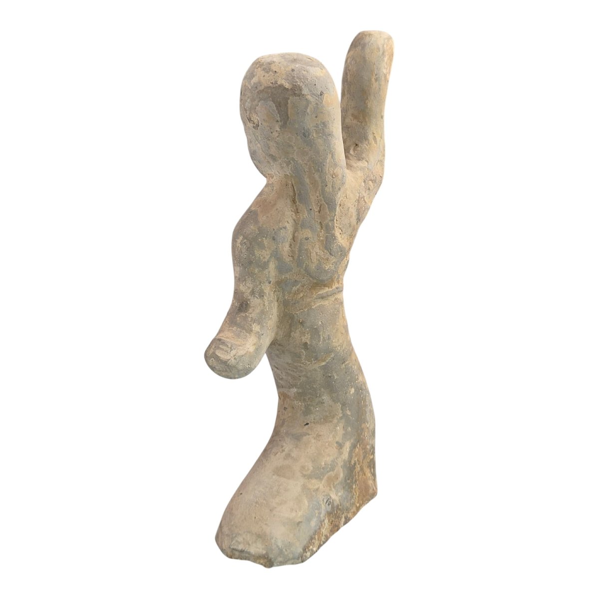 Large Chinese Han Dynasty Grey Pottery Dancer Figure, Mingqi Tomb Sculpture-photo-3