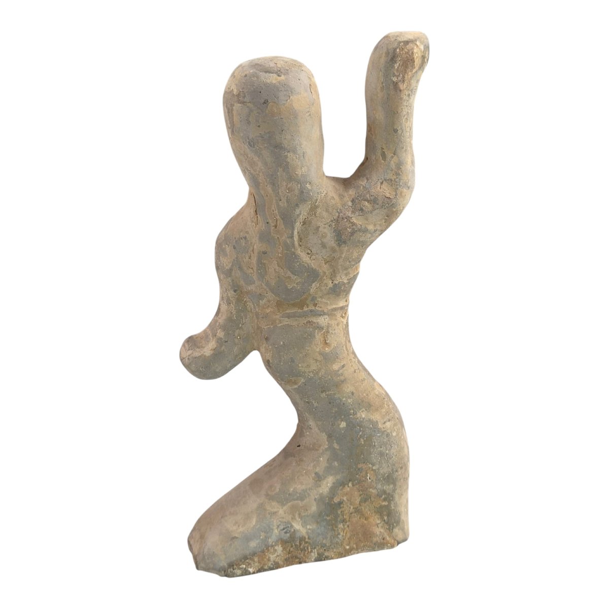 Large Chinese Han Dynasty Grey Pottery Dancer Figure, Mingqi Tomb Sculpture-photo-4
