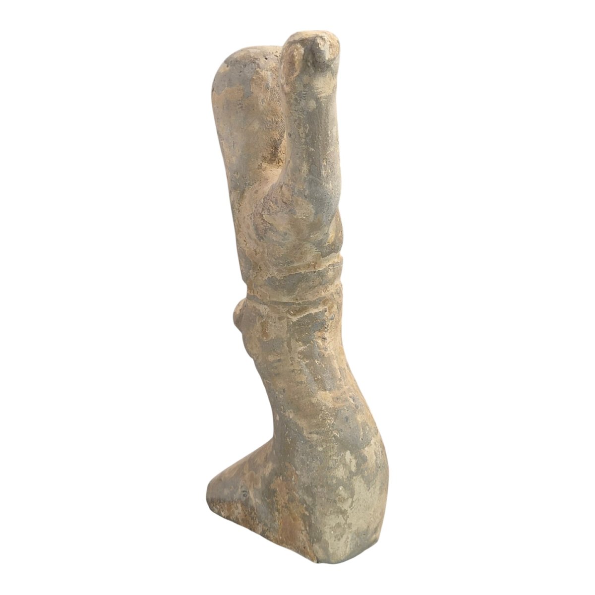 Large Chinese Han Dynasty Grey Pottery Dancer Figure, Mingqi Tomb Sculpture-photo-3