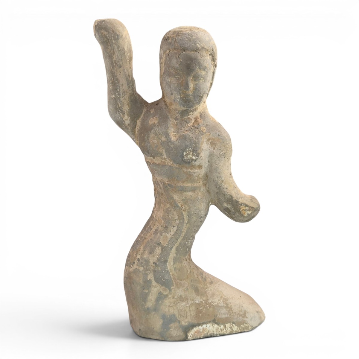 Large Chinese Han Dynasty Grey Pottery Dancer Figure, Mingqi Tomb Sculpture