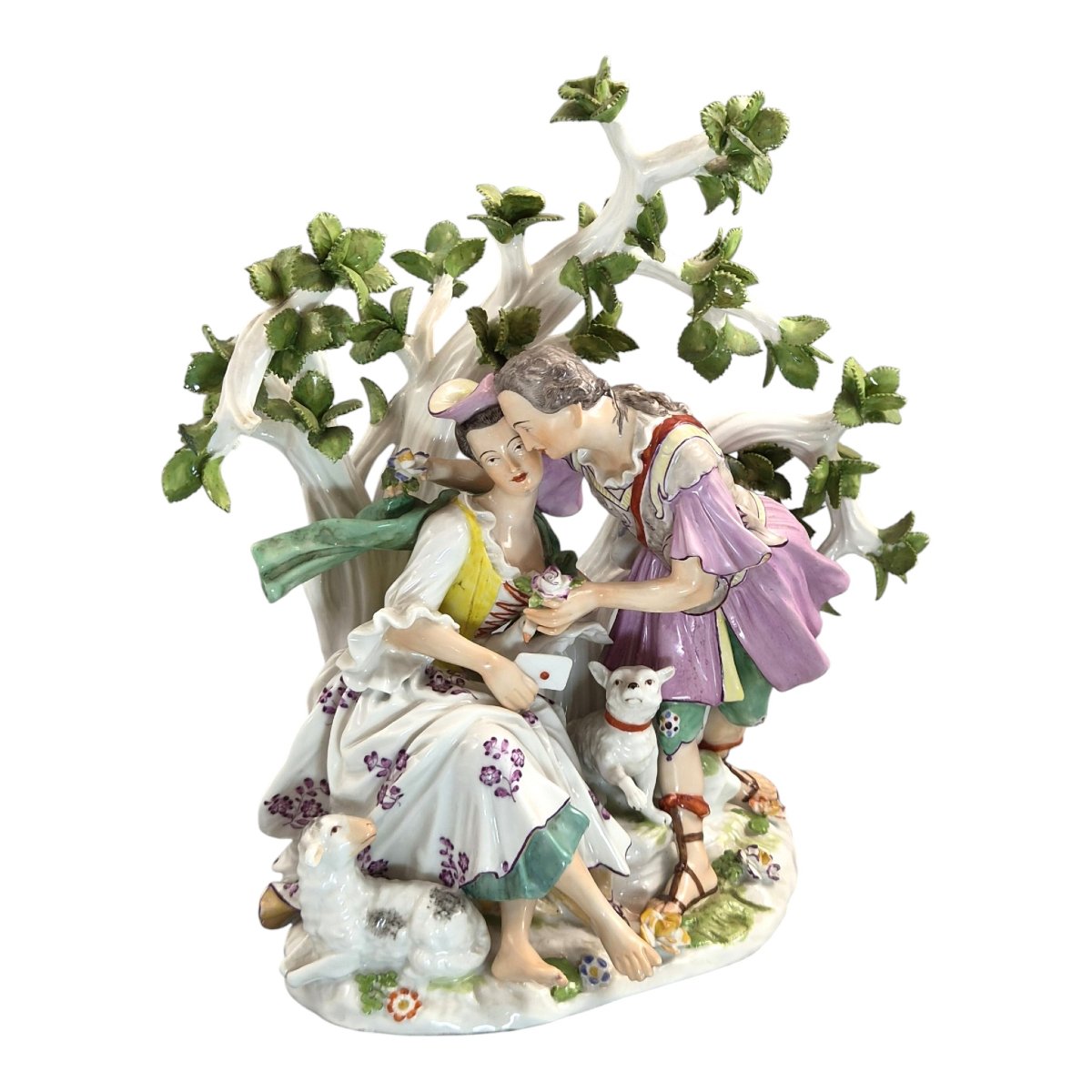 French Niderviller Style Porcelain Figurative Group Love Letter Scene 18th Century-photo-3