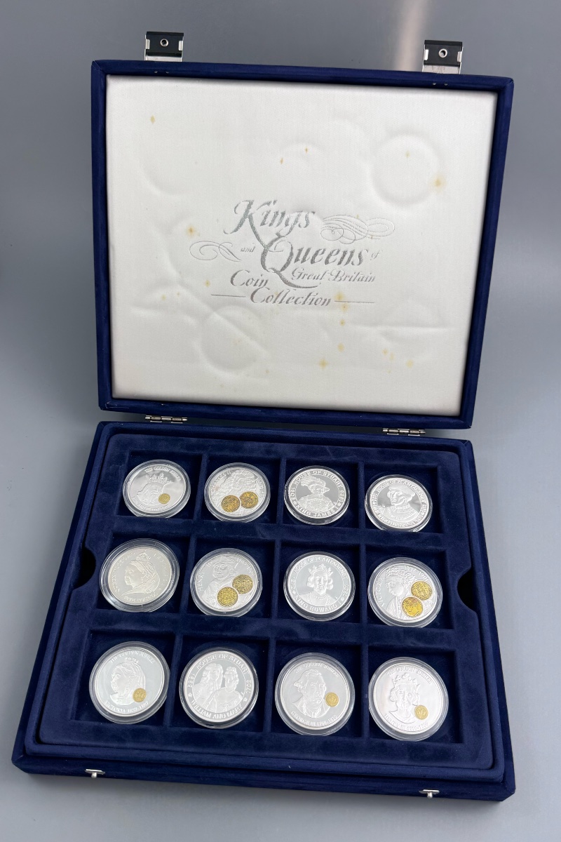 "kings And Queens Of Great Britain" Silver Proof Coin Collection, Westminster Mint, 12 Coins, C-photo-3