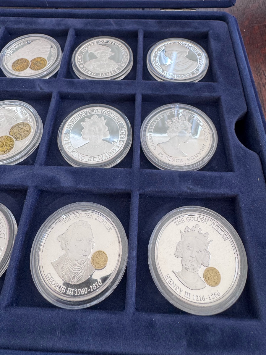 "kings And Queens Of Great Britain" Silver Proof Coin Collection, Westminster Mint, 12 Coins, C-photo-6