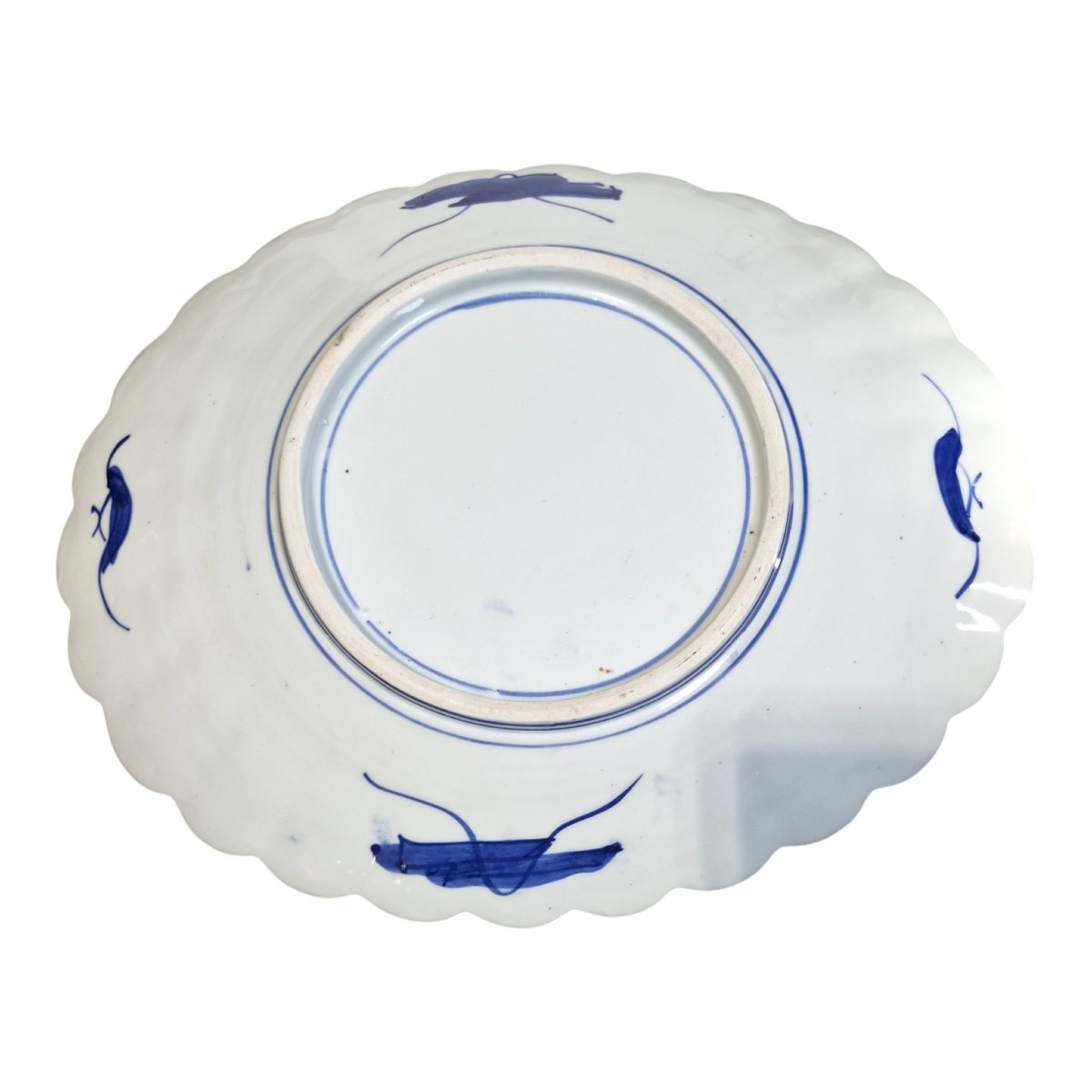 Pair Of Japanese Arita Imari Porcelain Scalloped Charger Plates, C.1880-1900-photo-4