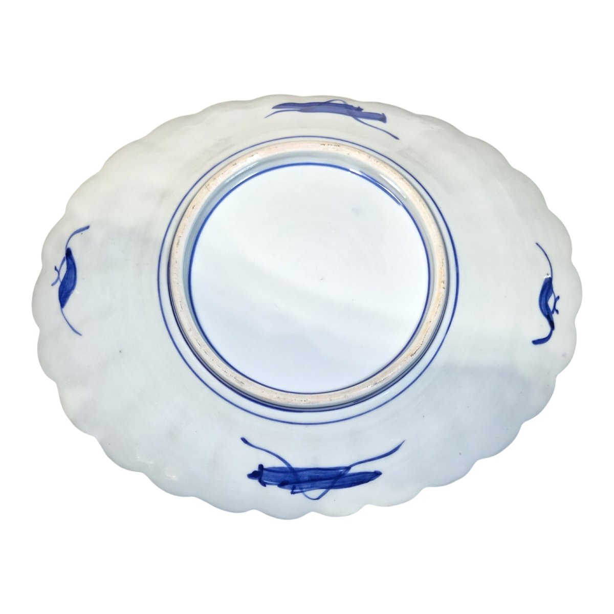 Pair Of Japanese Arita Imari Porcelain Scalloped Charger Plates, C.1880-1900-photo-3