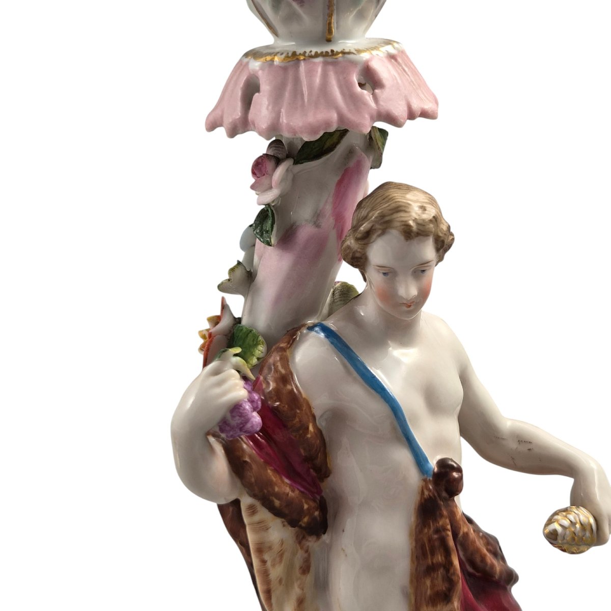 Volkstedt R. Eckert & Co. Allegorical Porcelain Candlesticks C.1895-photo-4