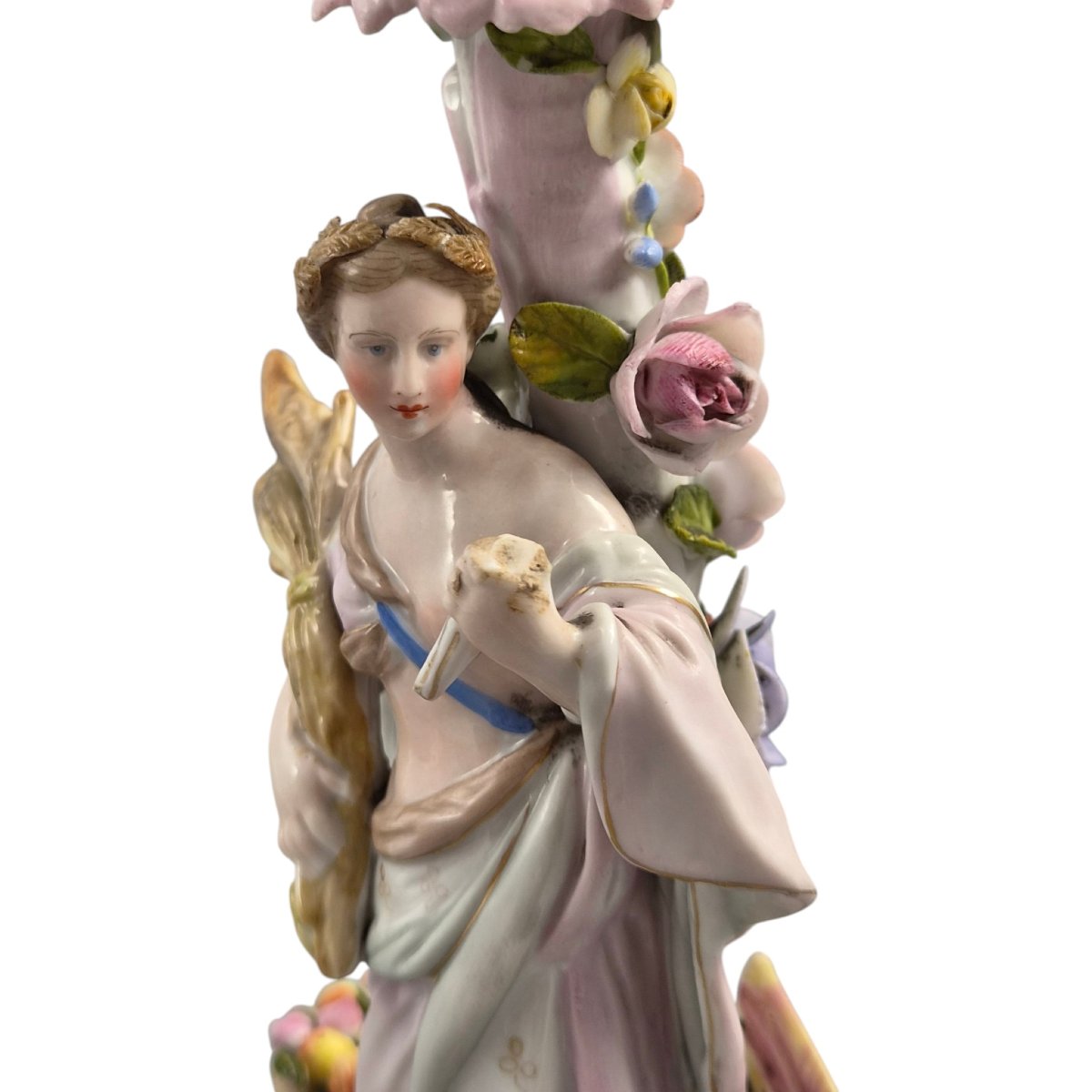 Volkstedt R. Eckert & Co. Allegorical Porcelain Candlesticks C.1895-photo-5