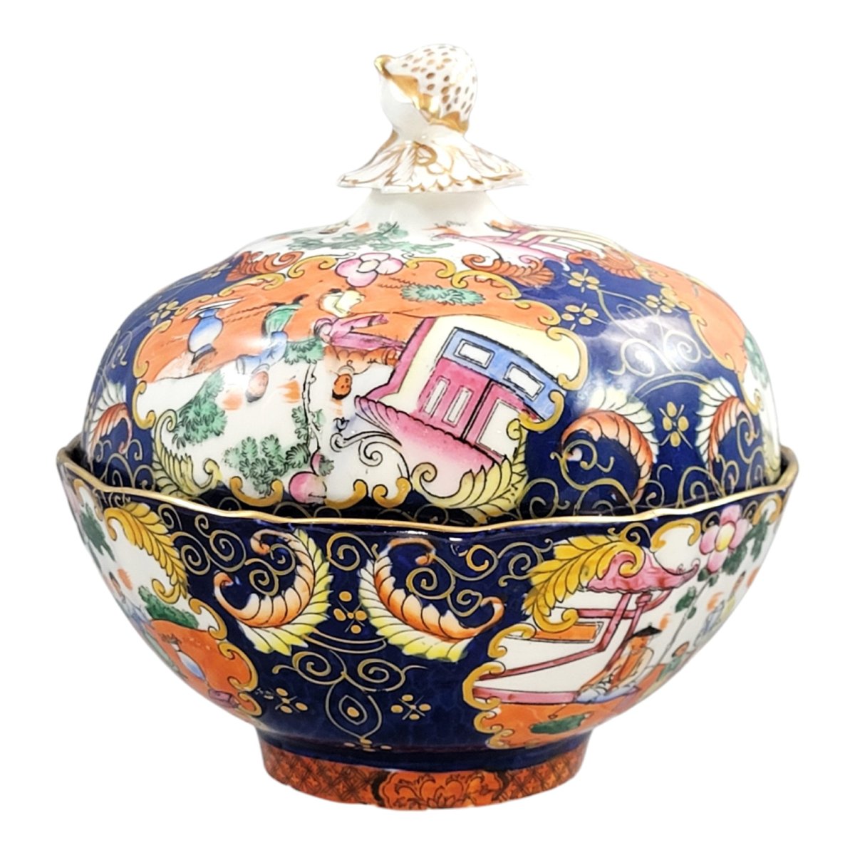 Mason’s Patent Ironstone Large Covered Bowl, Chinoiserie Pattern, C.1820-photo-3