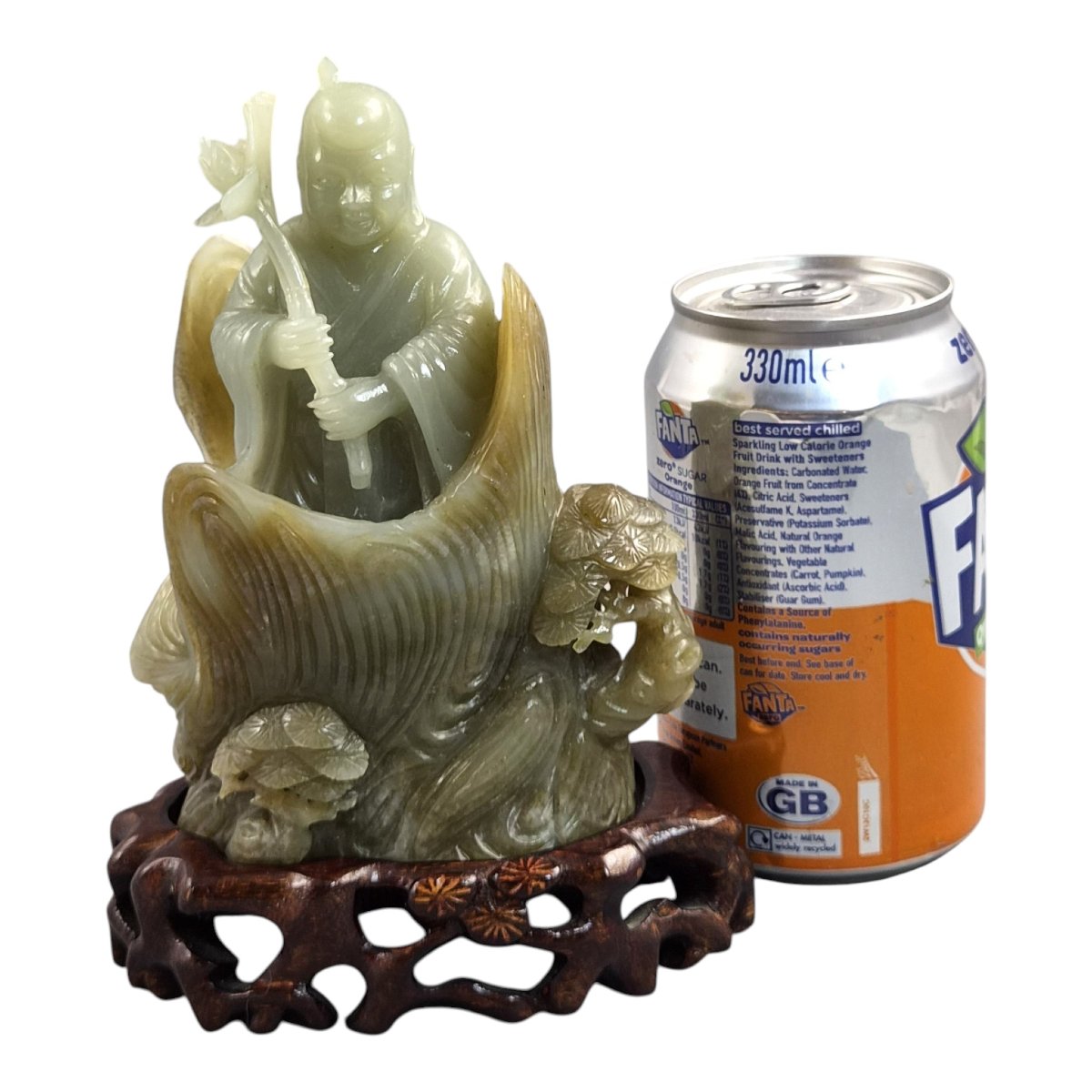 Large Chinese Carved Jadeite Figure With Lotus, Late Qing / Early Republic-photo-8