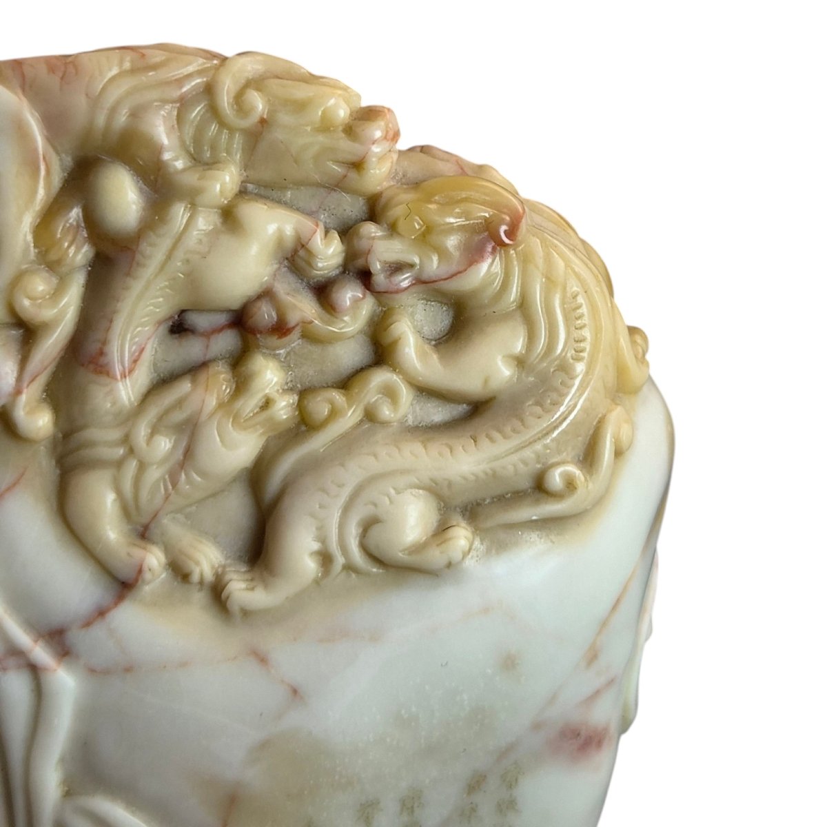 Chinese Shoushan Stone Dragon Scholar’s Object, Late 19th / Early 20th C.-photo-4