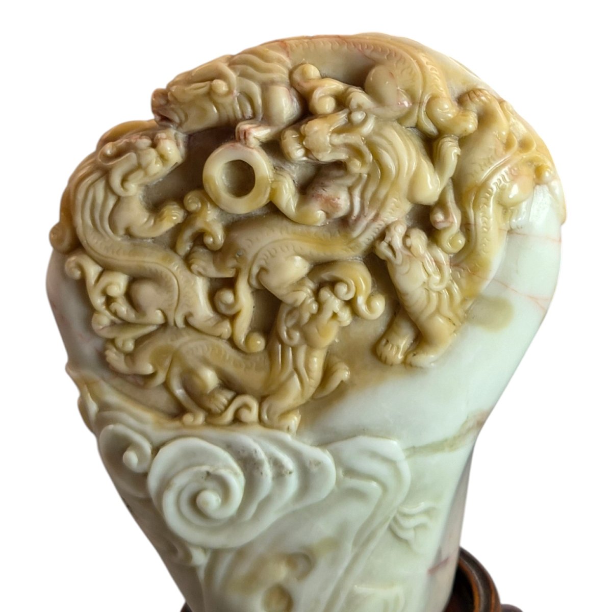 Chinese Shoushan Stone Dragon Scholar’s Object, Late 19th / Early 20th C.-photo-6